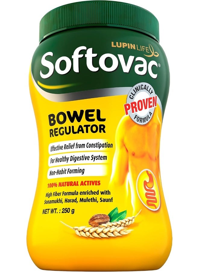 Softovac Bowel Regulator 250g - 100% Natural Actives: High Fiber Formula enriched with Sonamukhi, Harad, Mulethi, Saunf etc. - Image 1